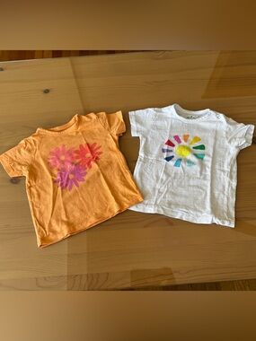 Primary Tshirt bundle, Orange Flowers and Rainbow Sun, 12-18m